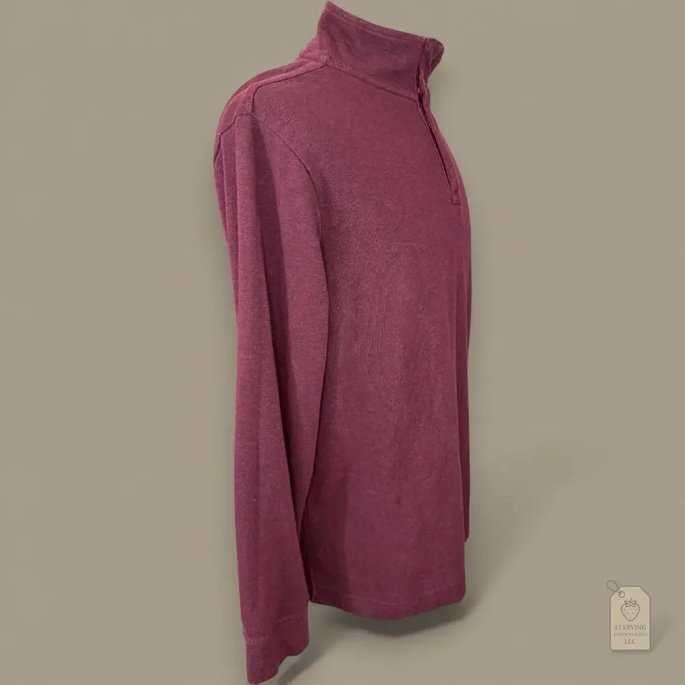 Banana Republic Burgundy 1/4 Zip Pullover Sweater Mock Neck Large